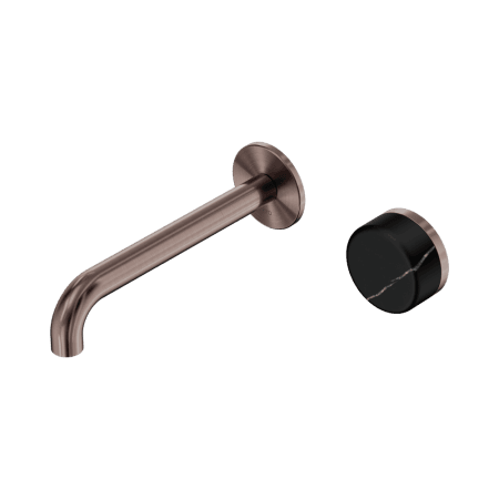 SERENITY Wall Basin Mixer 160/185/220mm Spout With Marquina Black Handle Brushed Bronze (24E138BZ/24E139BZ/24E140BZ)