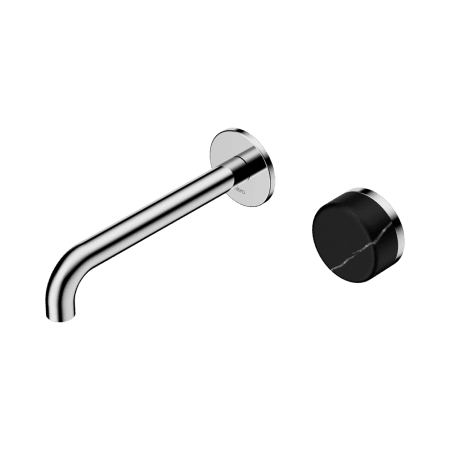 SERENITY Wall Basin Mixer 160/185/220mm Spout With Marquina Black Handle Chrome (24E138CH/24E139CH/24E140CH)