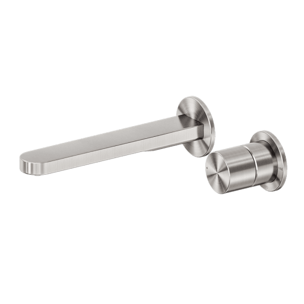 Pure SS316L Wall Basin/Bath Mixer Separate Back Plate 185mm Spout Brushed Nickel (NR172210bBN)