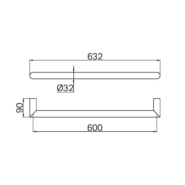Mecca 240V Single Heated Towel Rail Brushed Gold (NR1925hBG)