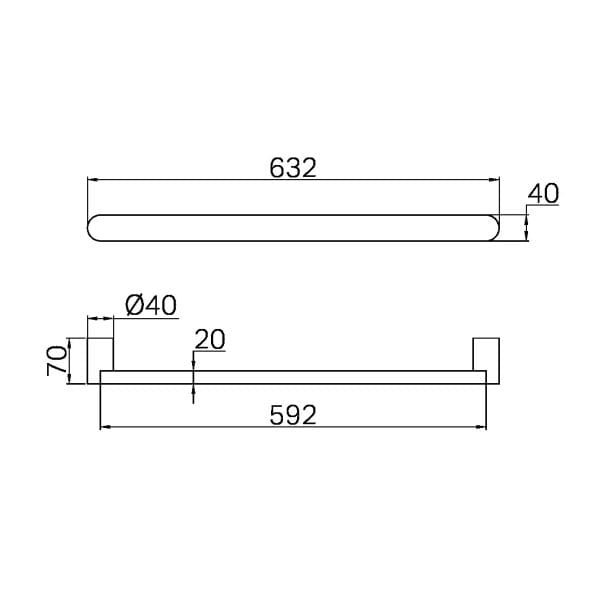 Bianca 240V Single Heated Towel Rail Gun Metal (NR9025hGM)