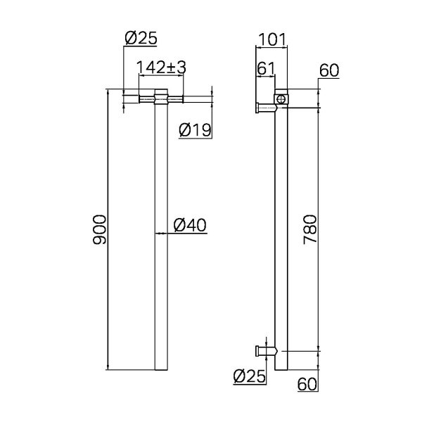 Mecca 240V Single Vertical Heated Towel Rail Graphite (NRV902hGR)