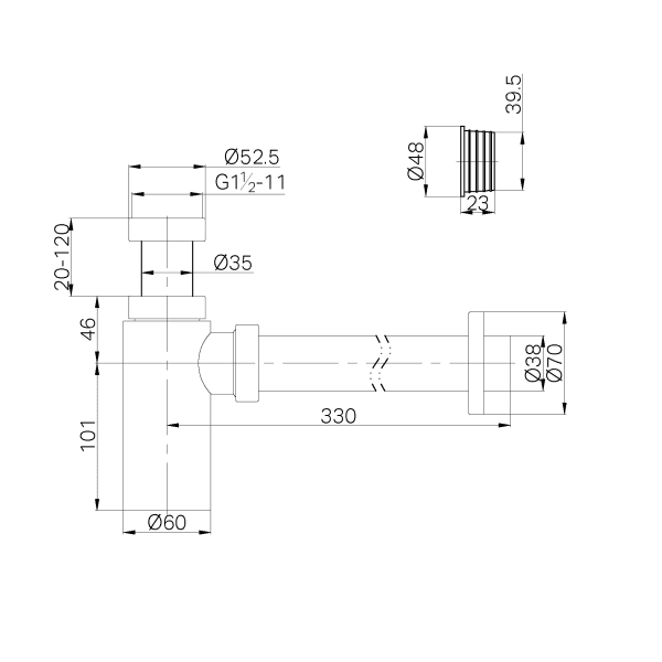 40mm Round Bottle Trap II Matte Black (25A001MB)