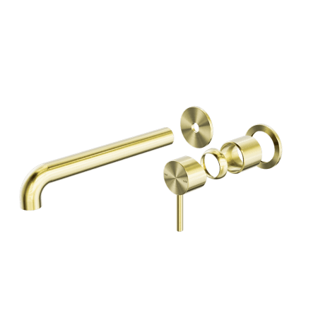 Zen SS316L Wall Basin/Bath Mixer Separate Back Plate 185/230mm Spout Trim Kits Only Brushed Gold (NR162210b185tBG/NR162210b230tBG)