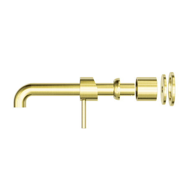 Zen SS316L Wall Basin/Bath Mixer Separate Back Plate 185/230mm Spout Trim Kits Only Brushed Gold (NR162210b185tBG/NR162210b230tBG)