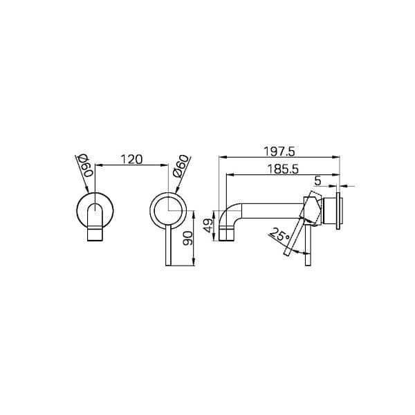 Dolce Wall Basin/Bath Mixer Separate Back Plate Trim Kits Only Brushed Nickel (NR250810ctBN)