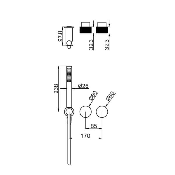 Opal Progressive Shower System Separate Plate Trim Kits Only Graphite (NR252003dtGR)