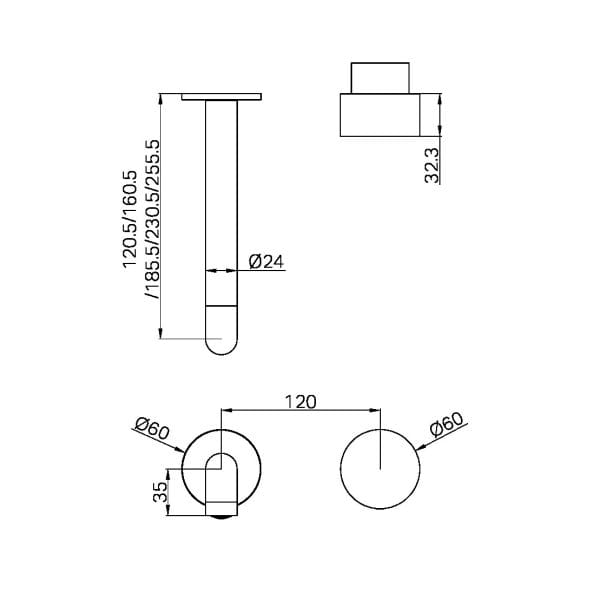 Kara Progressive Wall Basin/Bath Set Trim Kits Only 120/160/185/230/260MM Spout Brushed Gold (NR271907at120BG/NR271907at160BG/NR271907at185BG/NR271907at230BG/NR271907at260BG)