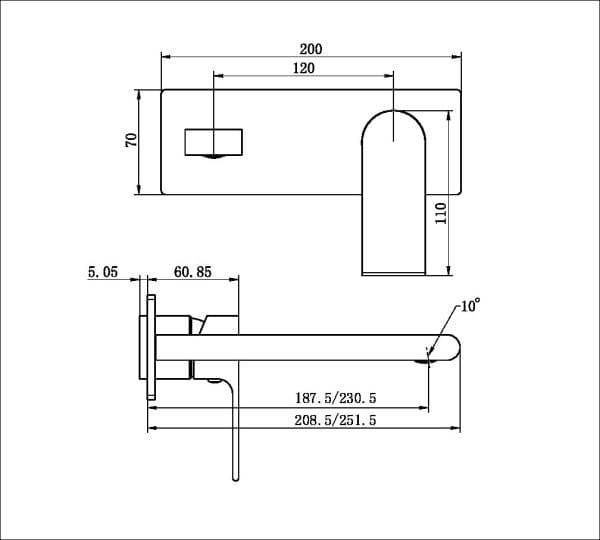 BIANCA WALL BASIN/BATH MIXER 230MM TRIM KITS ONLY BRUSHED NICKEL (NR321510atBN / NR321510btBN)