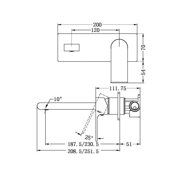 Bianca Wall Basin/Bath Mixer 187/230 mm Trim Kits Only Brushed Bronze (NR321510aBZ / NR321510bBZ)