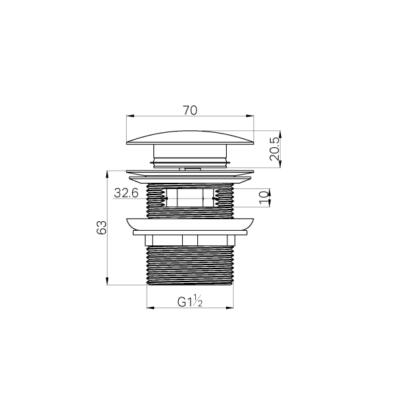Pop Up Bath Waste 40mm With Overflow Graphite (NRA710GR)