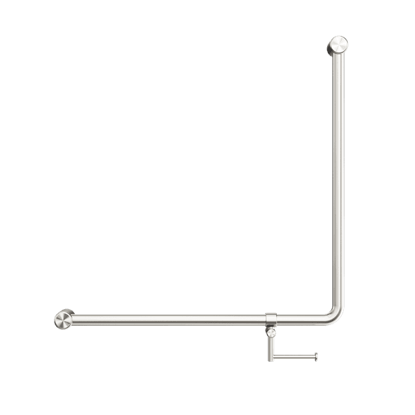 Mecca Care 32mm 90 Degree NZ4121 Accessible Toilet Grab Rail 750X750mm With Toilet Roll Holder Brushed Nickel (NRCR3290bhBN)