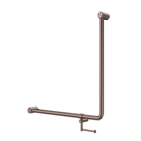 Mecca Care 32mm 90 Degree NZ4121 Accessible Toilet Grab Rail 750X750mm With Toilet Roll Holder Brushed Bronze (NRCR3290bhBZ)