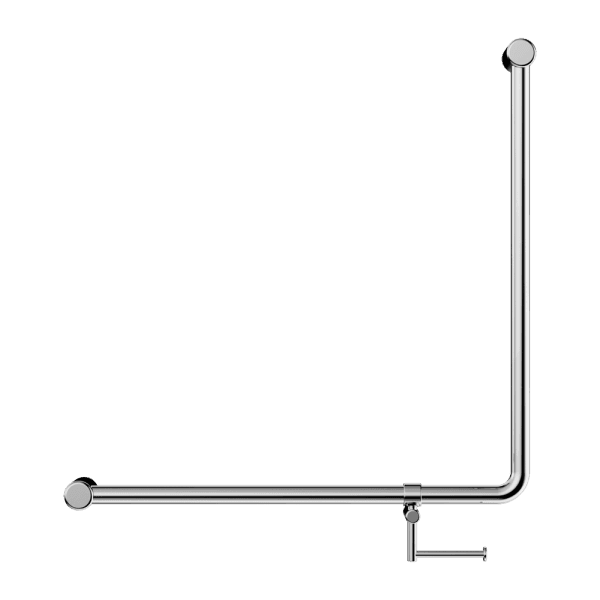 Mecca Care 32mm 90 Degree NZ4121 Accessible Toilet Grab Rail 750X750mm With Toilet Roll Holder Chrome (NRCR3290bhCH)