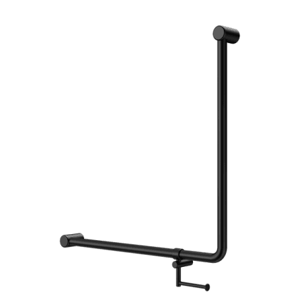 Mecca Care 32mm 90 Degree NZ4121 Accessible Toilet Grab Rail 750X750mm With Toilet Roll Holder Matte Black (NRCR3290bhMB)