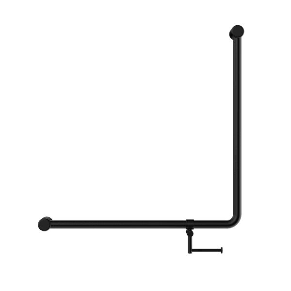 Mecca Care 32mm 90 Degree NZ4121 Accessible Toilet Grab Rail 750X750mm With Toilet Roll Holder Matte Black (NRCR3290bhMB)