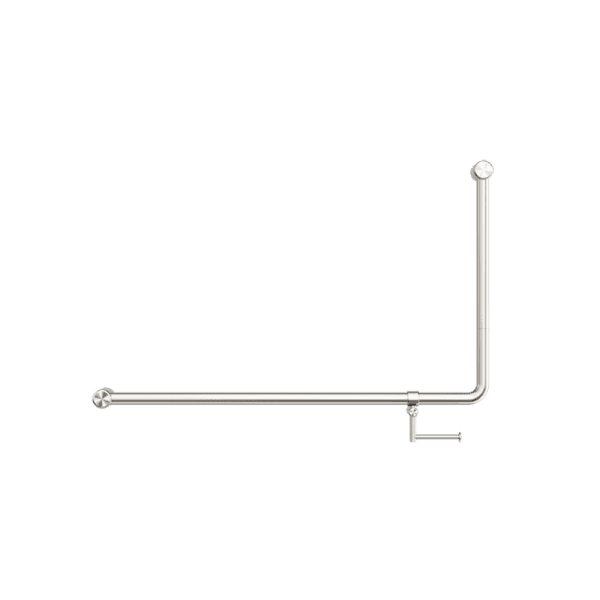 Mecca Care 32mm DDA Accessible Toilet 90 Degree Bent Tube Grab Rail 600X1000mm With Toilet Roll Holder Brushed Nickel (NRCR3290ehBN)