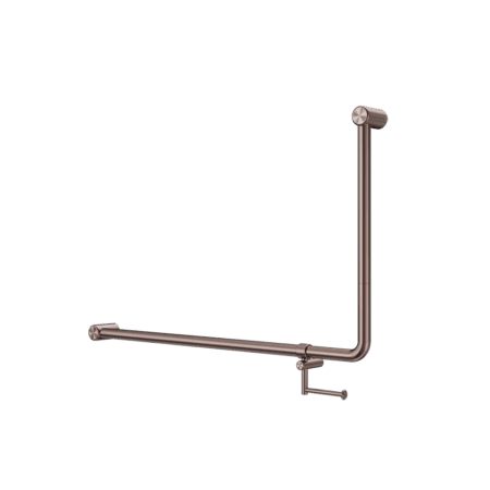 Mecca Care 32mm DDA Accessible Toilet 90 Degree Bent Tube Grab Rail 600X1000mm With Toilet Roll Holder Brushed Bronze (NRCR3290ehBZ)