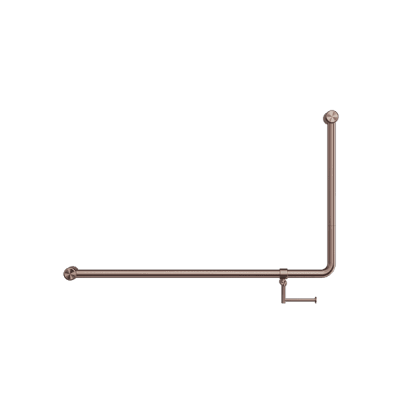Mecca Care 32mm DDA Accessible Toilet 90 Degree Bent Tube Grab Rail 600X1000mm With Toilet Roll Holder Brushed Bronze (NRCR3290ehBZ)