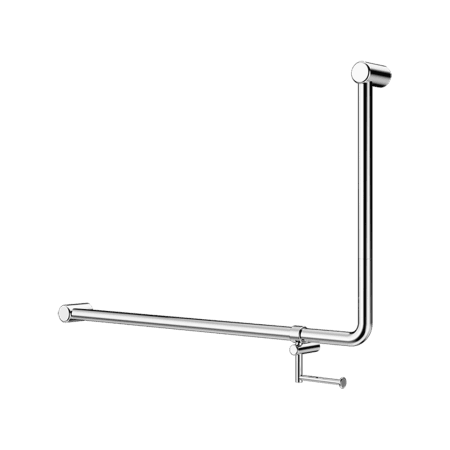 Mecca Care 32mm DDA Accessible Toilet 90 Degree Bent Tube Grab Rail 600X1000mm With Toilet Roll Holder Chrome (NRCR3290ehCH)