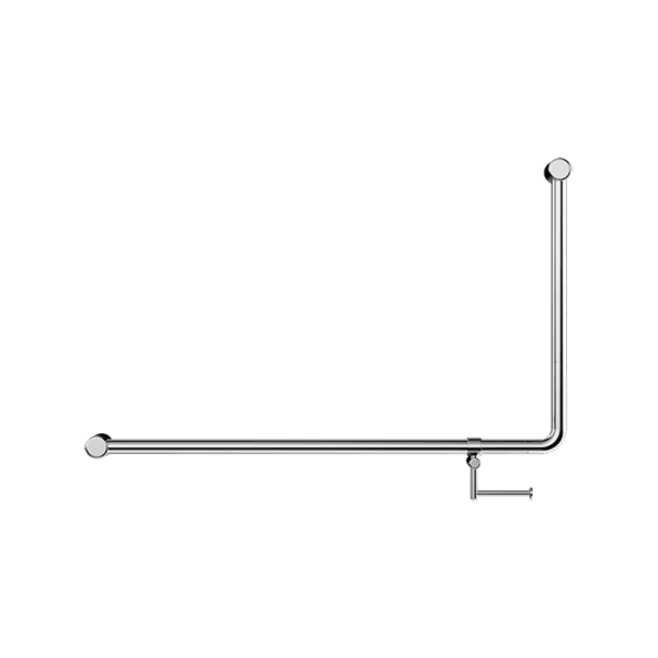Mecca Care 32mm DDA Accessible Toilet 90 Degree Bent Tube Grab Rail 600X1000mm With Toilet Roll Holder Chrome (NRCR3290ehCH)