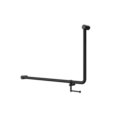 Mecca Care 32mm DDA Accessible Toilet 90 Degree Bent Tube Grab Rail 600X1000mm With Toilet Roll Holder Matte Black (NRCR3290ehMB)