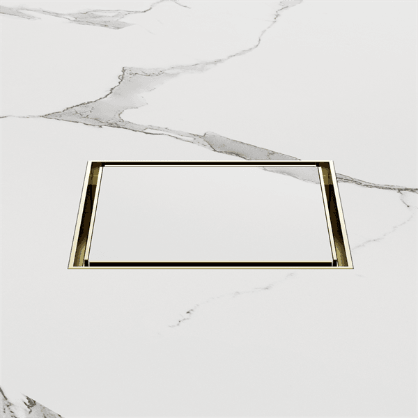 100mm Square Tile Insert Floor Waste 80mm Outlet Brushed Gold (NRFW009BG)