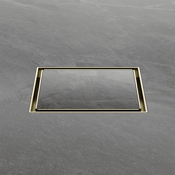 100mm Square Tile Insert Floor Waste 80mm Outlet Brushed Gold (NRFW009BG)