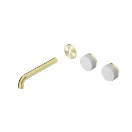 Serenity Wall Basin Set 160/185/220mm Offset spout With Carrara Handle Trim Kit Only Brushed Gold (24D092BG/24D098BG/24D104BG)