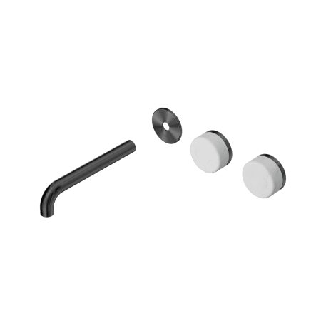 Serenity Wall Basin Set 160/185/220mm Offset spout With Carrara Handle Trim Kit Only Gun Metal (24D092GM/24D098GM/24D104GM)