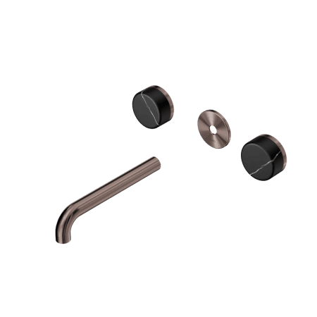 Serenity Wall Basin Set 160/185/220mm Spout With Marquina Black Handle Trim Kit Only Brushed Bronze (24D110BZ/24D111BZ/24D112BZ)