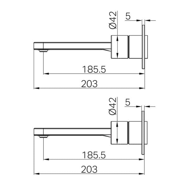 Pure SS316L Wall Basin/Bath Mixer Trim Kits Only Graphite (NR172210atGR)