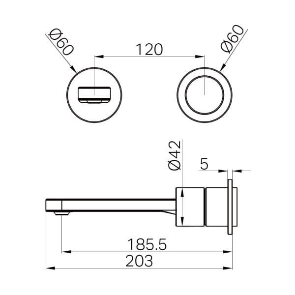 Pure SS316L Wall Basin/Bath Mixer Separate Back Plate Trim Kits Only Graphite (NR172210btGR)