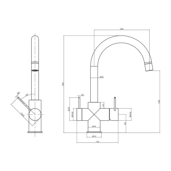 Mecca 3 Way Filtered Mixer Tap Brushed Bronze (NR221907eBZ)