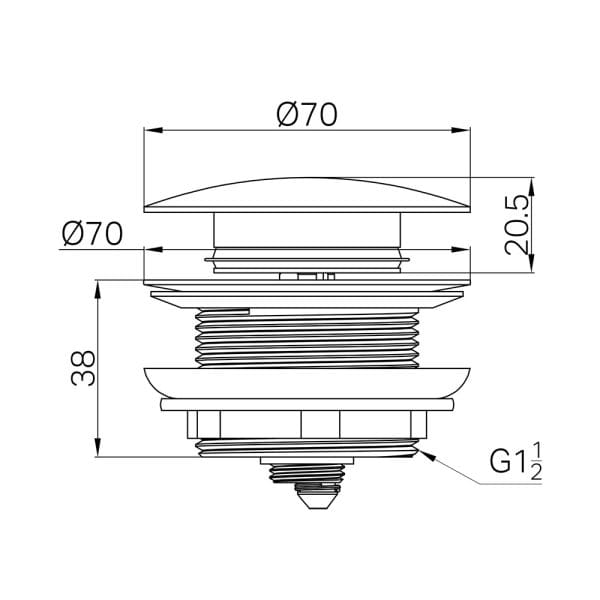 Short Pop Up Bath Waste 40mm Without Overflow Brushed Bronze (NRA709BZ)