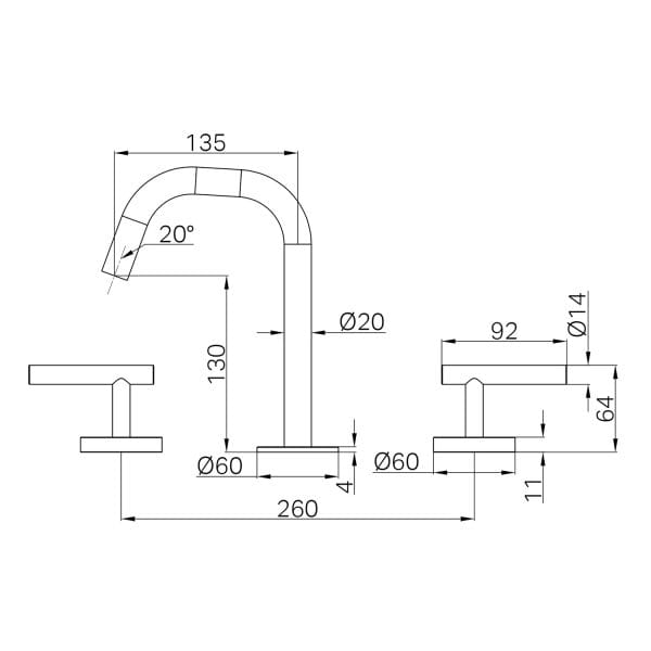 Mecca Lever Basin Set Edge Spout Chrome (25D001CH)