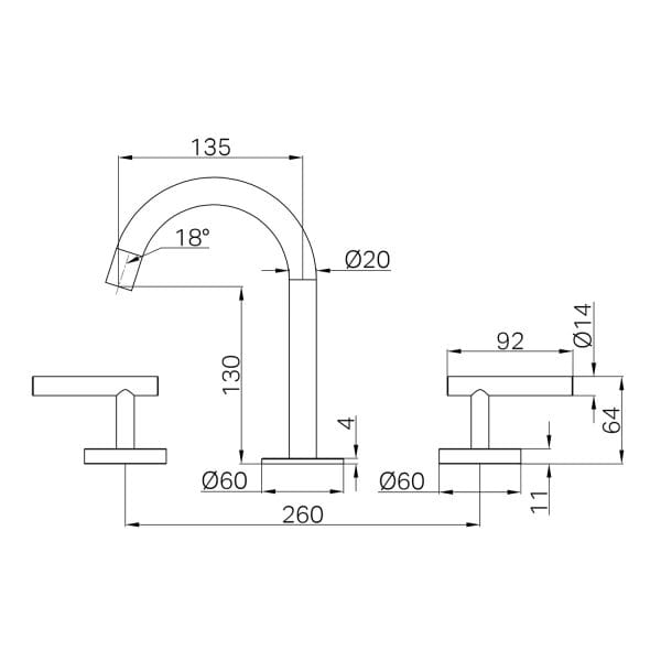 Mecca Lever Basin Set Arc Spout Matte Black (25D002MB)