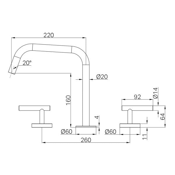 Mecca Lever Bath/Kitchen Set Edge Spout II Chrome (25D003CH)