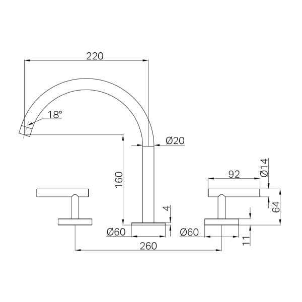 Mecca Lever Bath/Kitchen Set Arc Spout Matte Black (25D004MB)