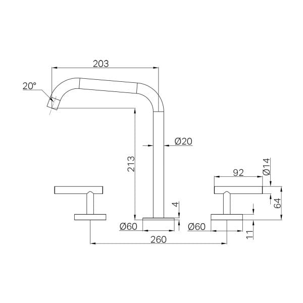 Mecca Lever Bath/Kitchen Set Edge Spout Brushed Nickel (25D005BN)