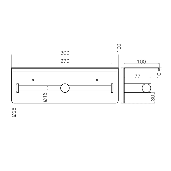 Mecca Double Toilet Roll Holder With Shelf Brushed Nickel (NR1986eBN)