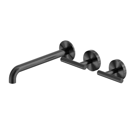 Mecca Lever Wall Basin/Bath Set 220mm Offset Spout Gun Metal (25D011GM)
