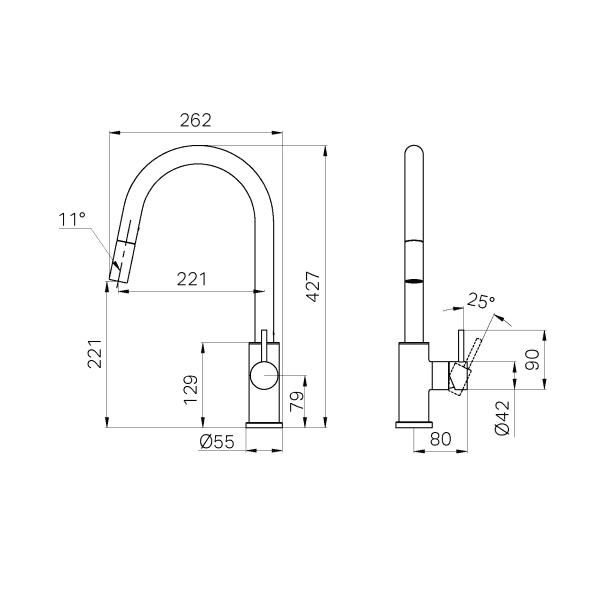 Dolce II Pull Out Sink Mixer Chrome (25B004CH)