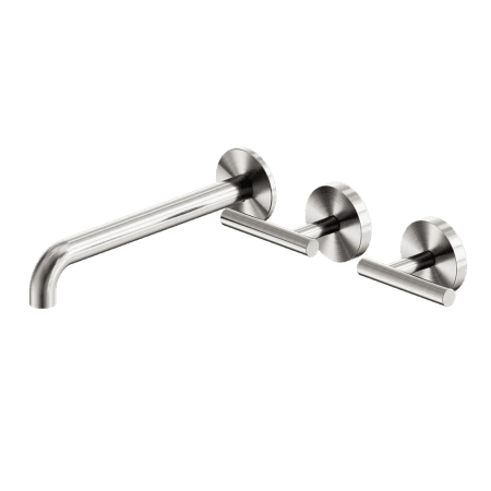 Lever Mecca Wall Basin/Bath Set 220mm Offset Spout Brushed Nickel (25D011BN)