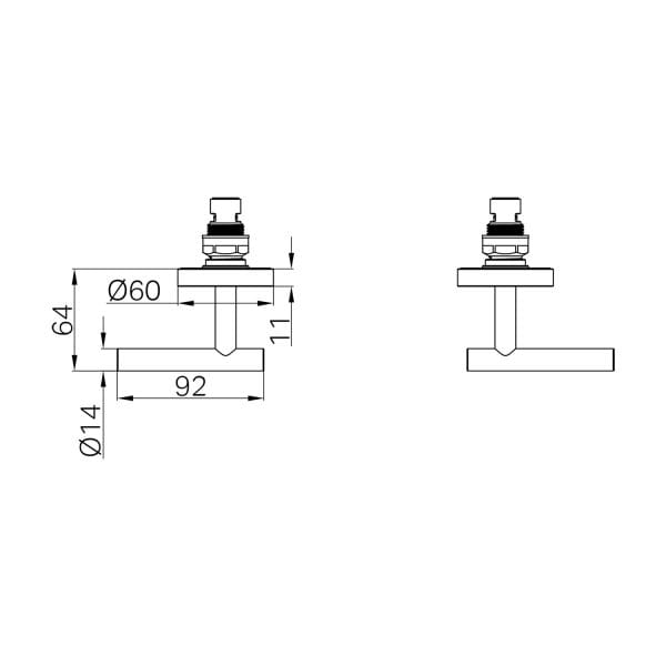 Mecca Lever Wall Top Assemby Brushed Bronze (25D012BZ)