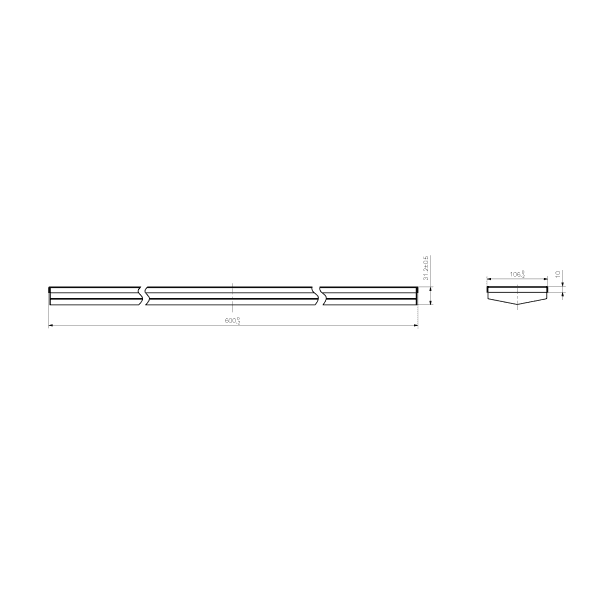 Tile Insert V Channel 600x106mm Floor Grate Without Outlet Brushed Nickel (NRFG004BN)