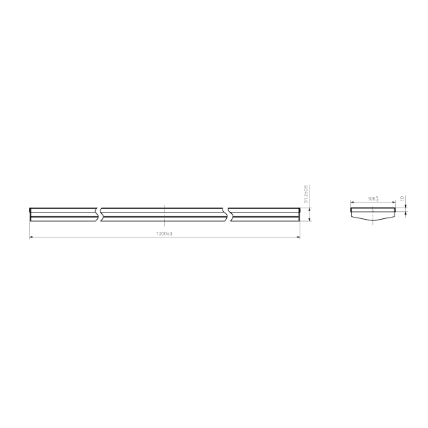 Tile Insert V Channel 1200x106mm Floor Grate Without Outlet Brushed Nickel (NRFG005BN)