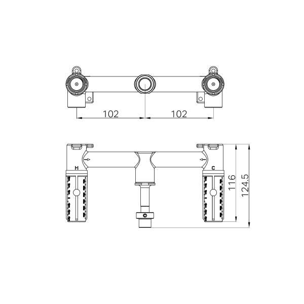 Mecca Lever Wall Basin Set Body Only (25D016)