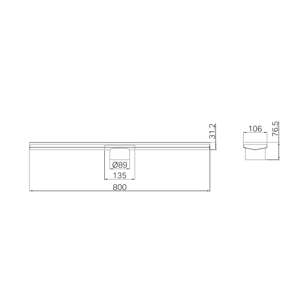 Tile Insert V Channel 800x106mm Floor Grate 90mm Outlet Matte Black (NRFG010HSMB)