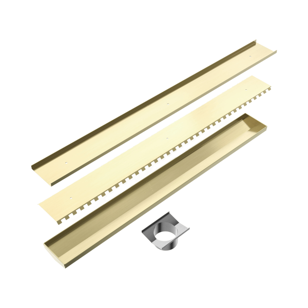 Tile Insert V Channel 800x106mm Floor Grate 90mm Outlet Brushed Gold (NRFG010HSBG)